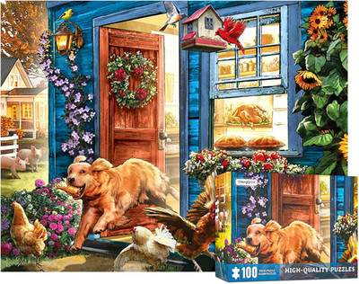 100 Teile Puzzles für Erwachsene, Lustige Puzzles, Erntehaus, glücklicher Golden