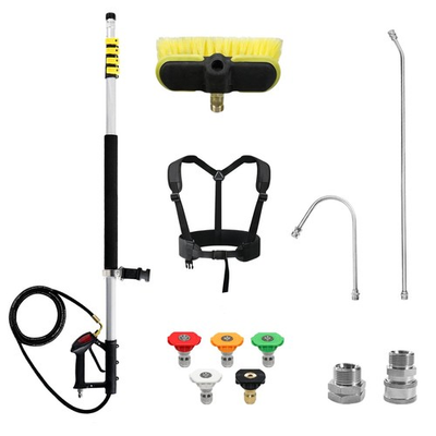 #ad #ad 24Ft Telescoping Pressure Washer Extension Wand Gutter Cleaner Brush 5 Tips $141.49