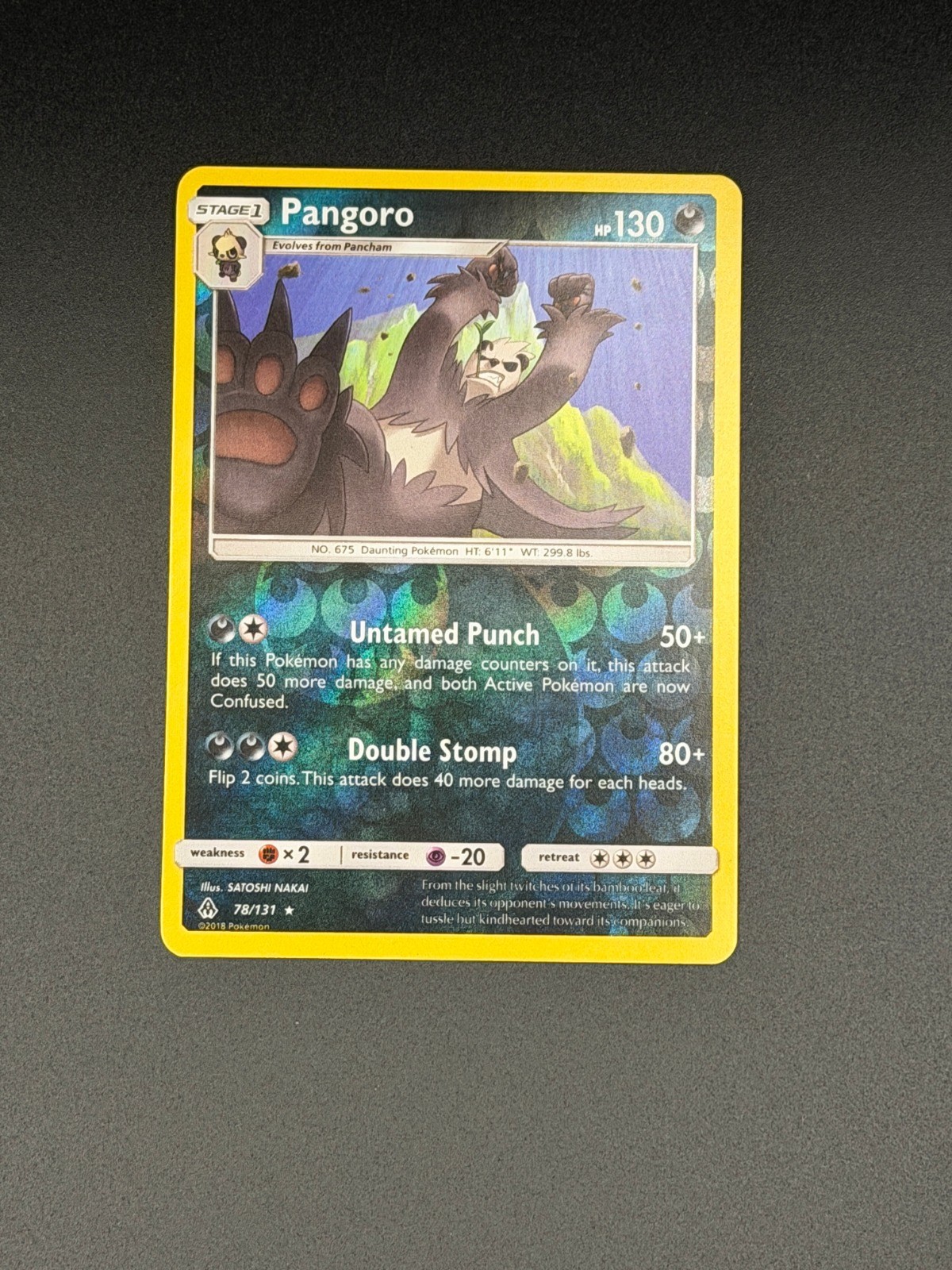 Pokemon Pangoro Reverse Holo Rare SM - Forbidden Light 78/131 NM