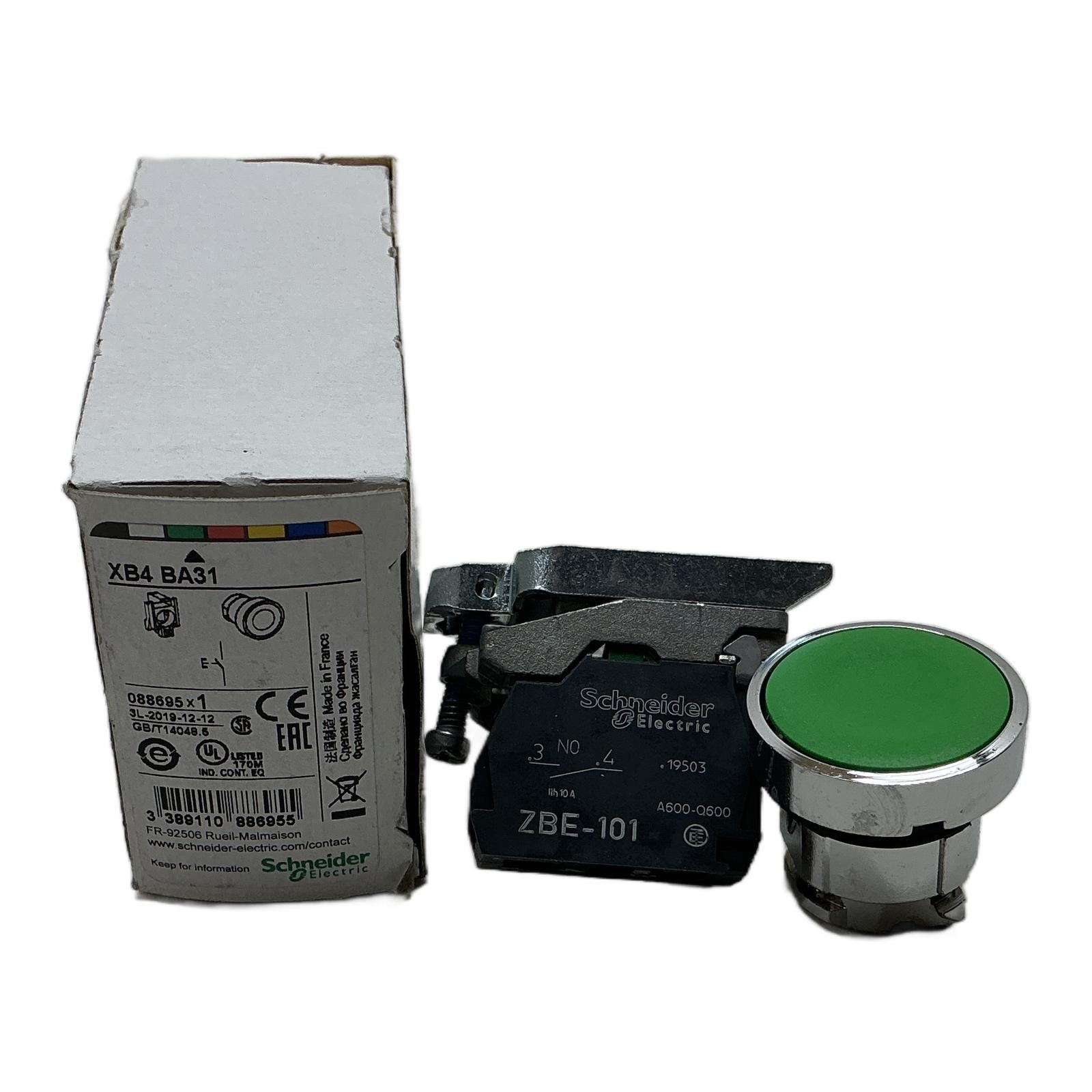 XB4 BA31 SCHNEIDER ELECTRIC, Schneider Electric Pulsante 22mm 1NO XB4 BA31, X...
