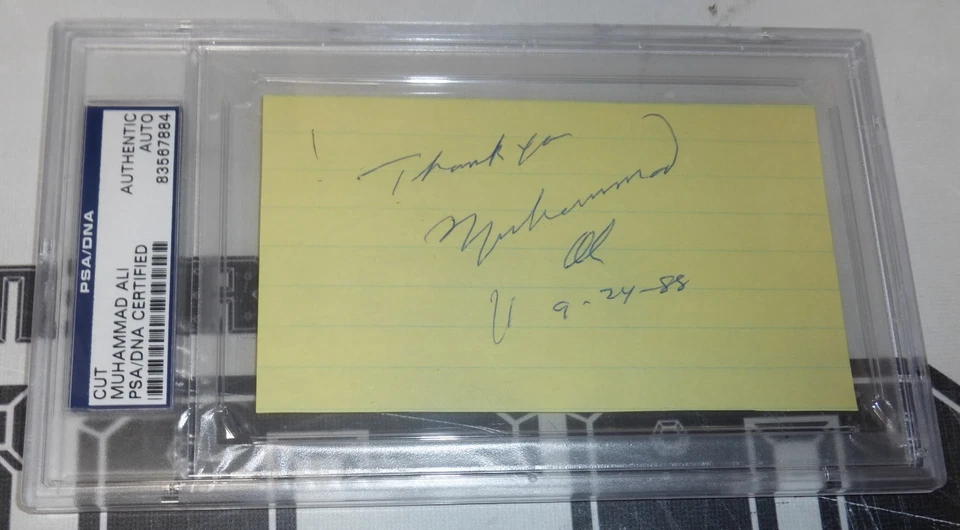 Muhammad Ali Signed 3x5 Cut Paper PSA/DNA COA Boxing Autograph 3 vs Joe Frazier - Image 3 of 4