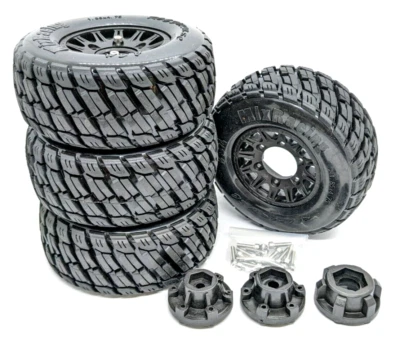 RC SCRAPYARD 1/10 1/8 Crawler Truck Wheels 12mm, 14mm, 17mm Hex fitting. Black Set of four.
