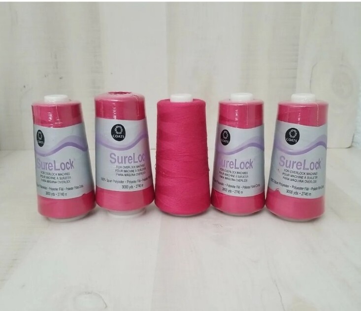 Lot of 5 COATS 6110-9215 FUCHSIA -THREAD SURELOCK TALN 4 new