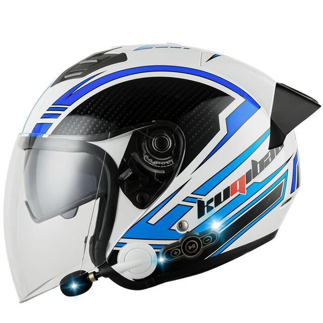 Built-In Bluetooth Motorcycle Helmet open face dual Lens Motorbike 