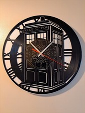 Dr Who Vinyl LP Laser Cut Wall Clock With White Backboard