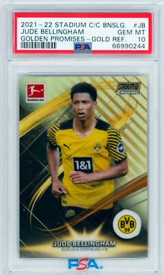 2021-22 Jude Bellingham Topps Stadium Club Chrome Gold Refractor 41/50 PSA 10