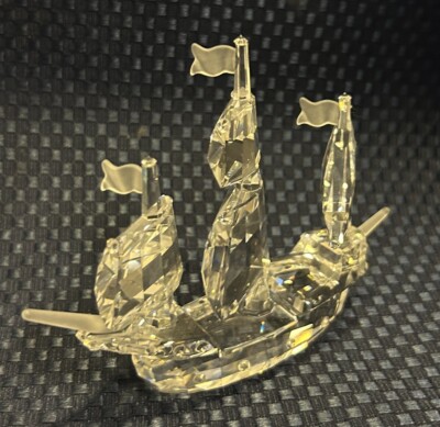 Swarovski Silver Crystal Santa Maria Ship Boat Figurine 162882