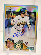 CAL STEVENSON #/499 AUTO SILVER Refractor 2023 Topps Chrome Baseball ROOKIE A'S