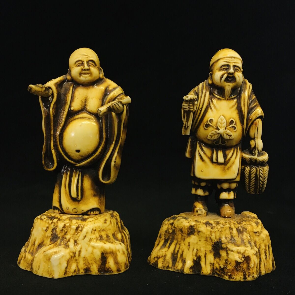 Japanese Seven Lucky Gods Figurines Celluloid or Plastic Japanese Seven Lucky Gods Figurines Celluloid or Plastic