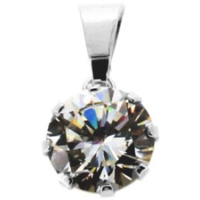 Frauen Solitär Anhänger mit weißem Zirkonia aus Echt Gold 333 Weißgold 8 Kt Neu 