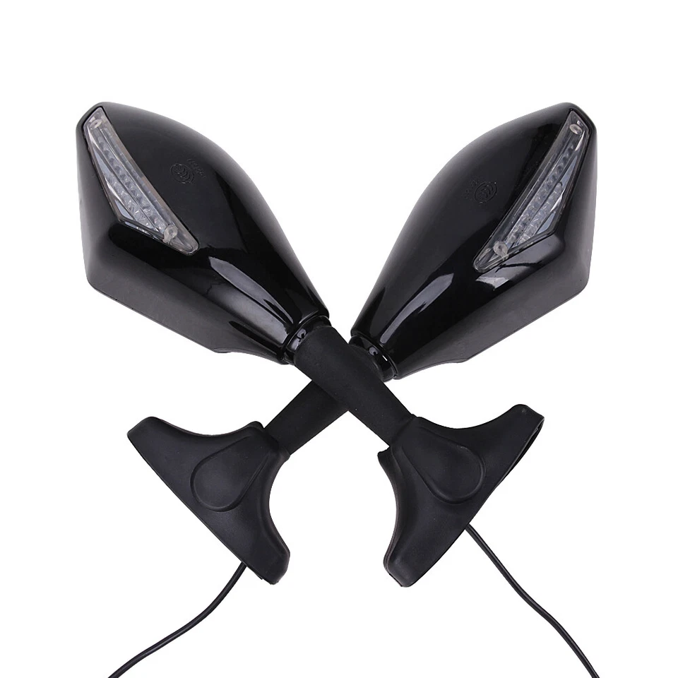 Espejos retrovisores negros con luz de señal de giro LED aptos para YAMAHA YZF R1 R6 R6S FZ1 FJR1300 Foto 3 de 4