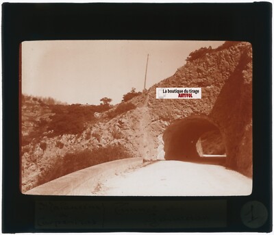 Tunnel du Gourdon Vaucluse Foto Glasplatte Sepia Positiv 8,5x10 cm