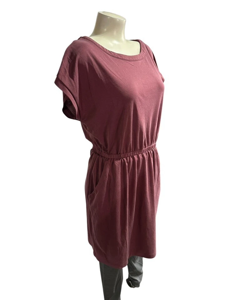 Nicole Miller Women's Mauve Dress Size L Crewneck Short sleeve Ruched Waist - Image 3 of 4