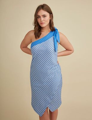 Lane Bryant Plus BLUE White Striped One Shoulder Sheath Dress by GLAMOUR X  28 4X | eBay UK