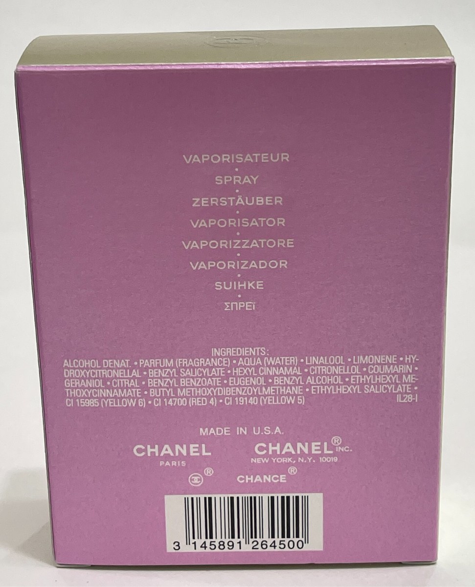 Chanel Chance Eau De Toilette 1.7 fl oz / 50 ml Spray New In