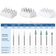 12 Pcs/Box Dental White/Green Stone Porcelain Resin Polishing Bur FG 1.6mm Bur