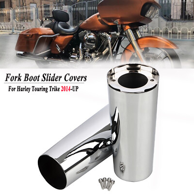 Plus 2'' Fork Tube Slider Covers Cowbells For Harley Electra Glide Road King 14+