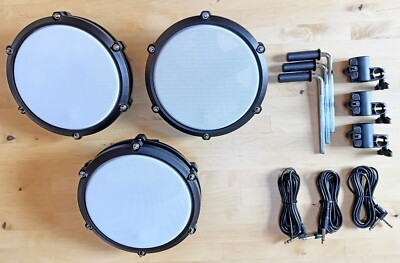 Set of 3-NEW Alesis Nitro Max 8'' Single-Zone Mesh Pads Pack-Drum,Clamp,Rod,Cable