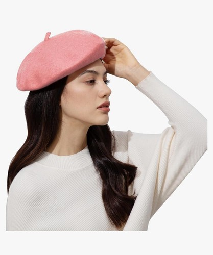 Beret French Artist HOT PINK Parisian Fashion Hat Classic - Picture 2 of 6