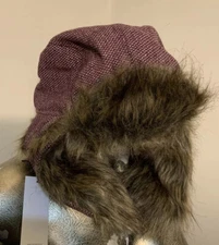 Capelli  Ear Flap Trapper Aviator Flap Hat Faux Fur Plaid New W/ Tags
