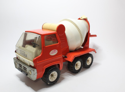 Vintage Tonka Toy. Gas Turbine Cement Mixer. ORANGE. Pressed steel 1970's. - Bild 1 von 6