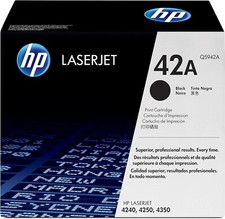 HP 42A Black Original LaserJet Toner Cartridge, 10,000 pages, Q5942A