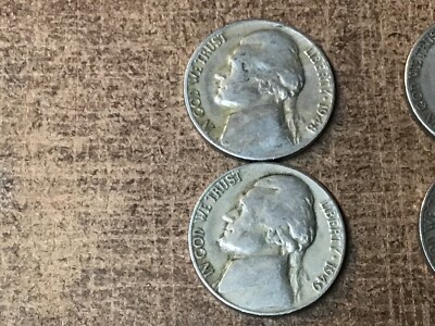 1948 D and a 1949 D Jefferson Nickels, 2 coins circulated condition