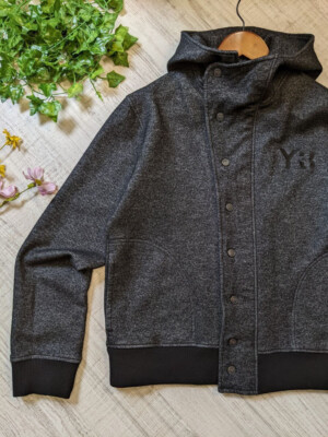 Y-3 Button Front Hooded Wool Jacket Mens (Size L)