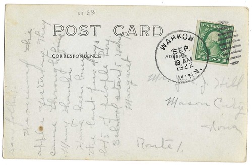 Postal de Wahkon, Minnesota 1922 RPPC, lago Mille Lacs - Imagen 2 de 3