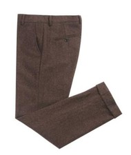 Men's Warm 80 Wool Herringbone Trousers Retro Coarse Tweed British Pants