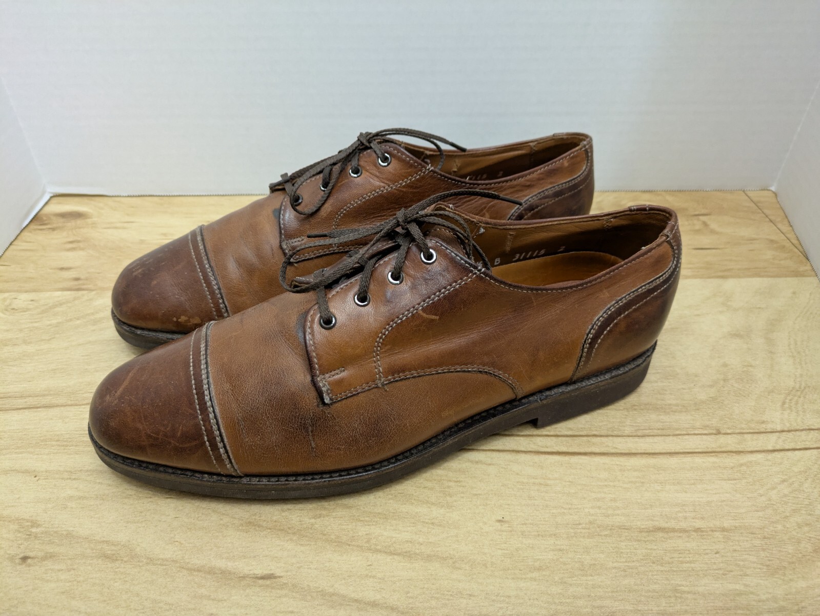SAOLA Scarpe da uomo Allen Edmonds Ellsworth Oxford punta a cappuccio pelle marrone 10 1 2B 10 5B