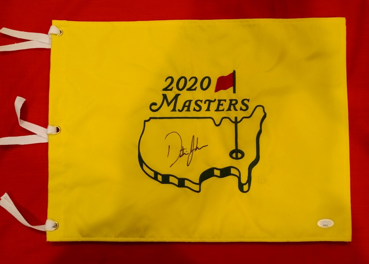 Dustin Johnson Autographed Signed Golf 2020 MASTERS Pin Flag Winner JSA 