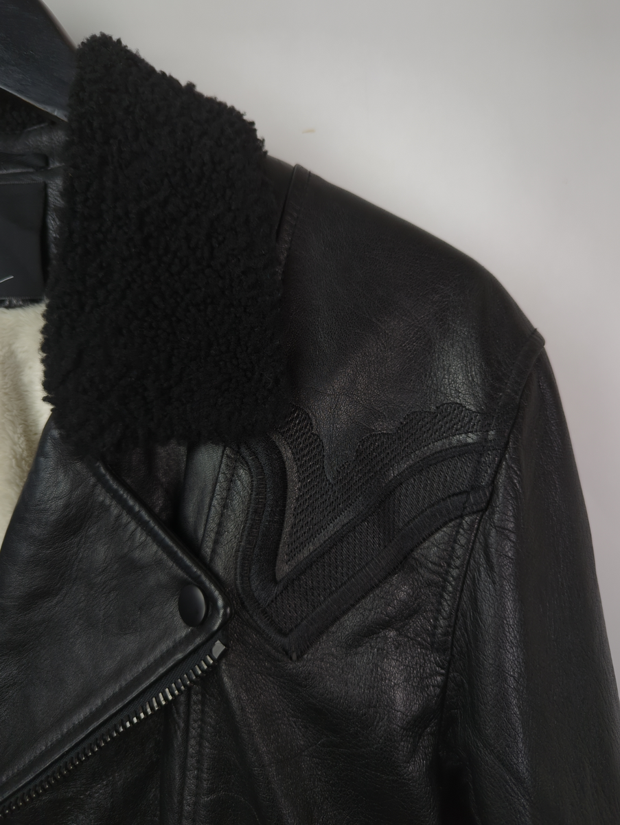 3.1 PHILLIP LIM Men's Sz S Black Leather Shearling Motorcycle