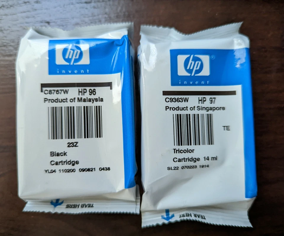 Cartuchos de tinta originales HP 96 97 - OEM y tinta - Nuevos en lámina sellada - Sin caja Foto 2 de 2