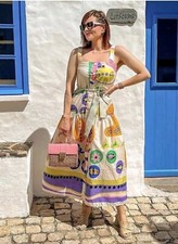 Zara Abstract Colourful Printed Midi Dress Size S Summer Holiday Ref 7698/026