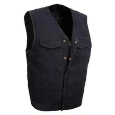 Milwaukee Leather 3012 Men's Brute' Black Denim Club Style Motorcycle Rider Vest