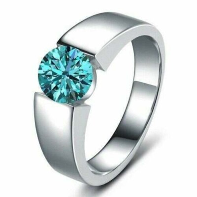 Certified Natural 2.35ct VS1 Blue Diamond Ring Solid 925 Silver Jewelry