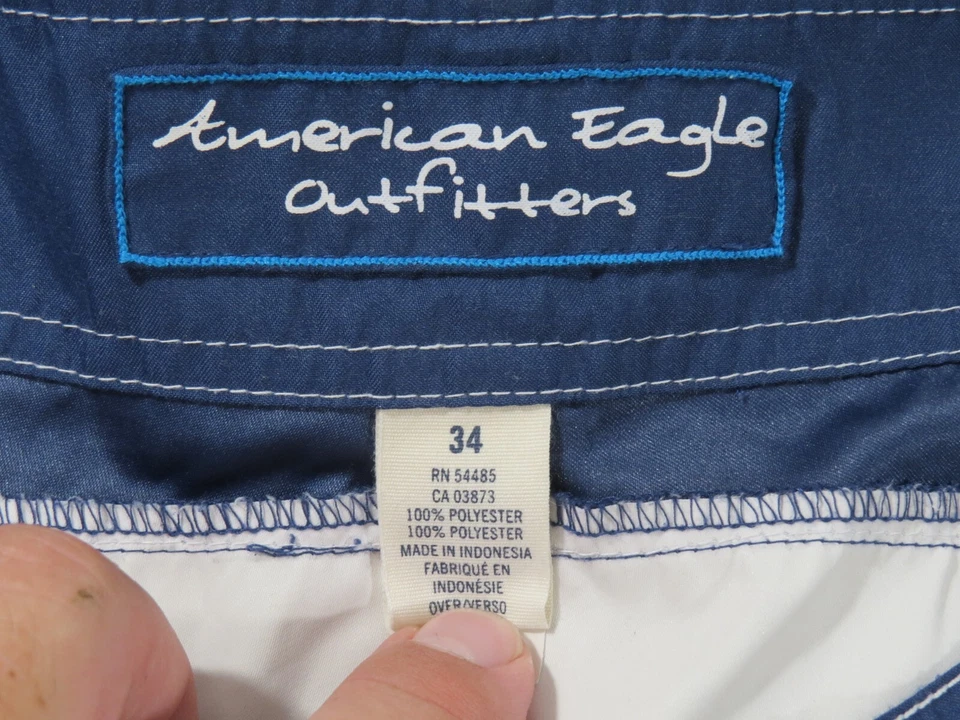 Bañador American Eagle Board Shorts Para Hombre Talla 34 Azul y Blanco Foto 3 de 3
