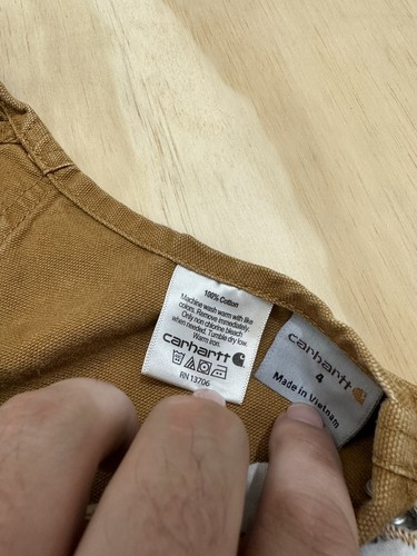 Carhartt Overalls YOUTH SIZE 4 Brown Canvas Work Wear Double Knee - Picture 7 of 10