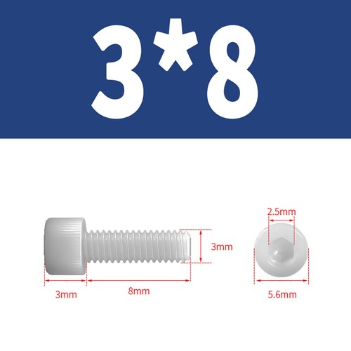 Kunststoff Zylinderschrauben Innensechskant Weiß Nylon DIN 912 M3 M4 M5 Bis M12 - Bild 11 von 82