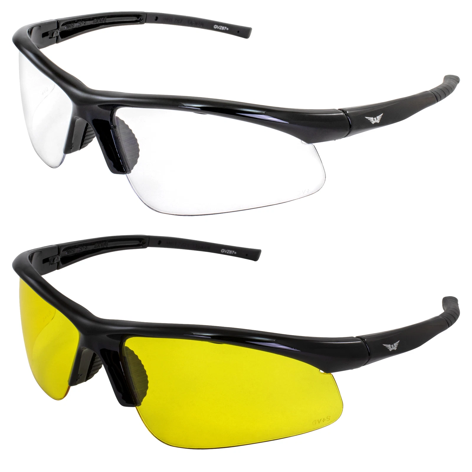 Global Vision 2 Pairs Ambassador Safety Glasses Scratch Resistant Black Frame
