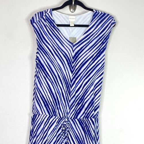 New Chico's V-Neck Striped Maxi Dress Women's Size Medium (Chico's Size 1) - Picture 4 of 9