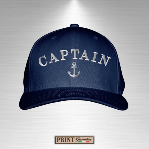 Cappello blue navy ricamato oro nautico barca capitano marinaio mare atlantis - Foto 3 di 17