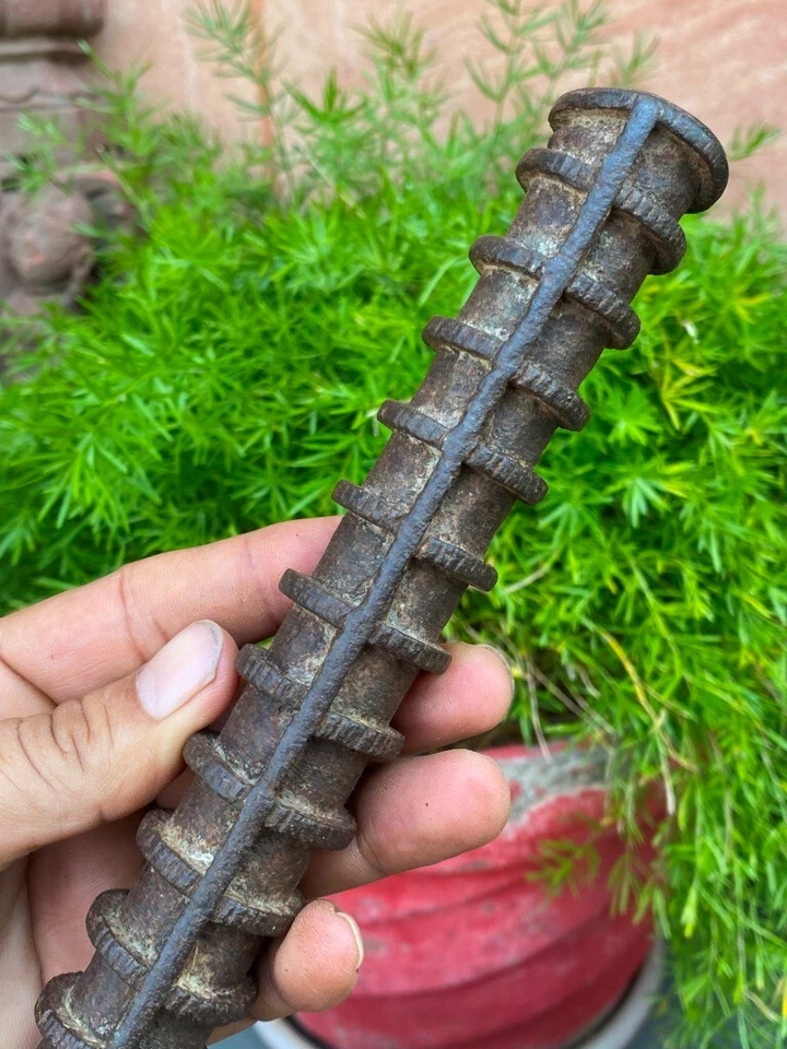 Antigua daga de maza de hierro forjado a mano de 1700 cabeza de maza Foto 4 de 4