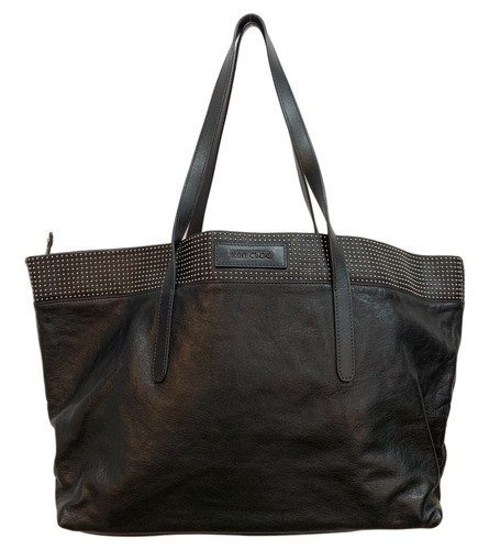 JIMMY CHOO Tote bag Black Leather Women One Shoulder bag studs E00006252