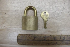 Vintage American US Brass Padlock With Brass Key,Junckuc Bros. 3627,VGC
