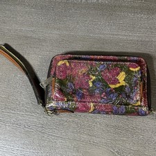 PATRICIA NASH Marinella Leather Wristlet Wallet Embossed Floral Pattern