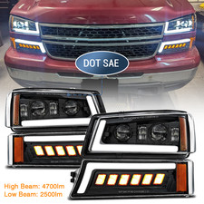 For 2003-06 Chevy Silverado Avalanche LED Headlight DRL Bumper Turning Lamp DOT