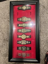 WWE WWF Mini Title Belt Lot Of 8 W Display Case SOLD OUT 8 Belts