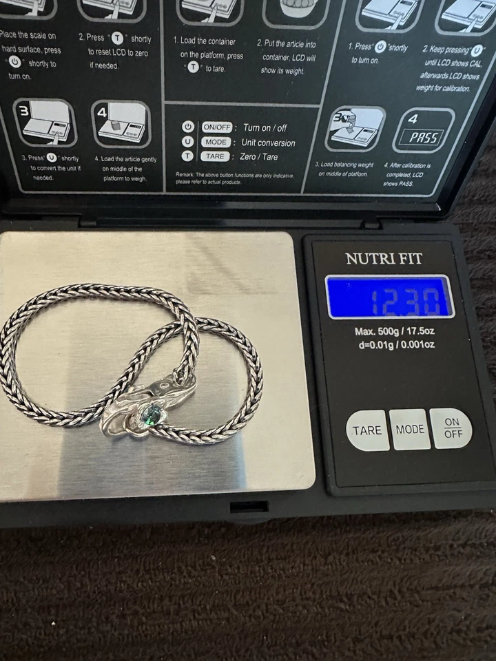 Brazalete de cadena Trollbeads de plata de ley 925 LAA vintage + broche de piedra Foto 3 de 4